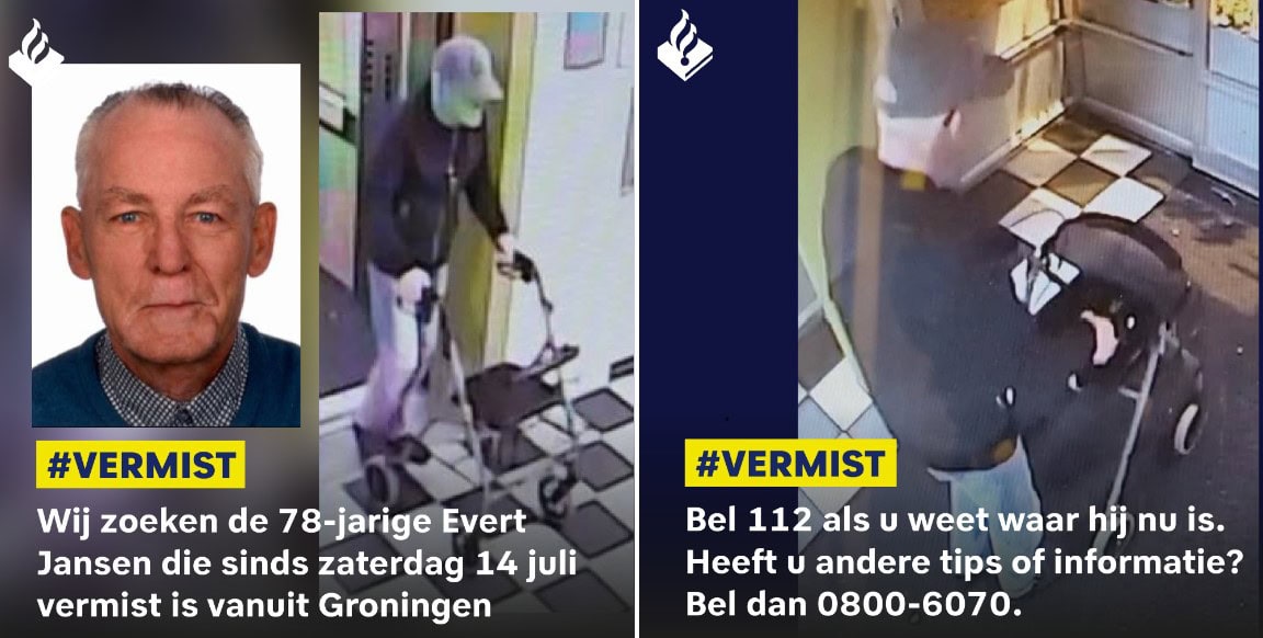 78-jarige Evert Jansen vermist sinds zaterdag 13 juli
