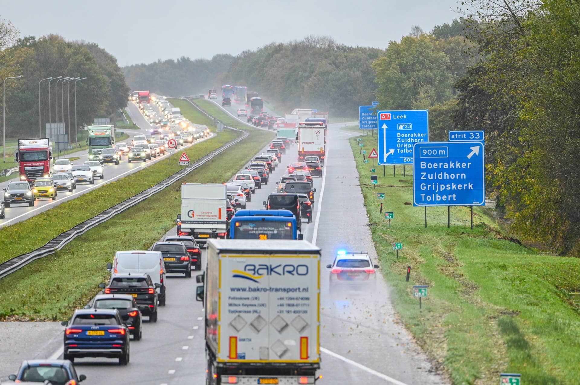 Forse files door meerdere ongevallen op A7 tussen Drachten en Groningen