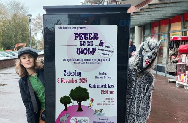 Sprookjesachtig concert CMV Harmonie Leek met verteller Elise van der Laan