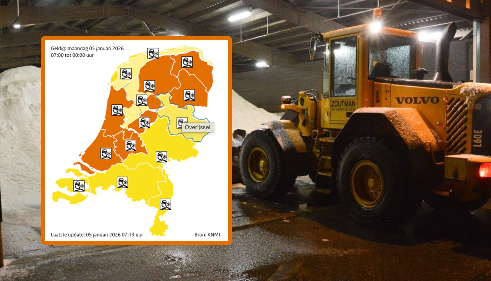 Winterse buien zorgen voor gladheid in Groningen: code oranje tot 12:00 uur