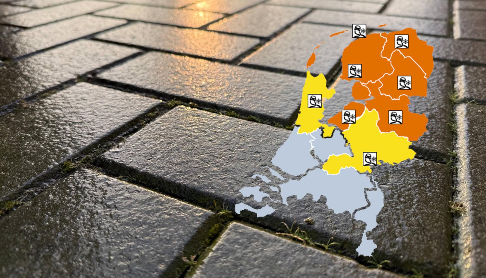Code oranje afgegeven voor ijzel en sneeuw komende nacht en zaterdagochtend