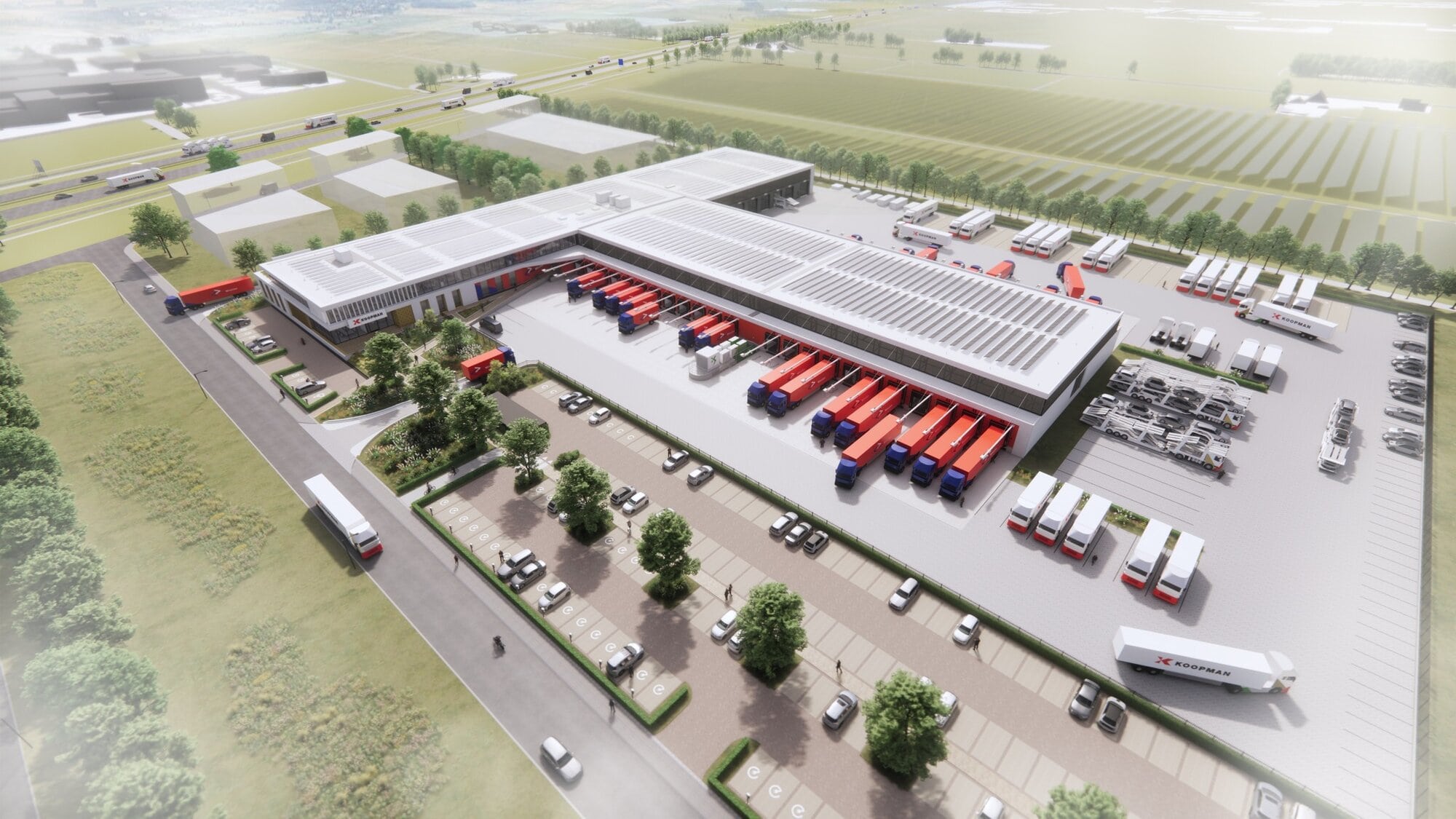 Transportbedrijf Koopman bouwt nieuw logistiek centrum op Leeksterveld aan de A7