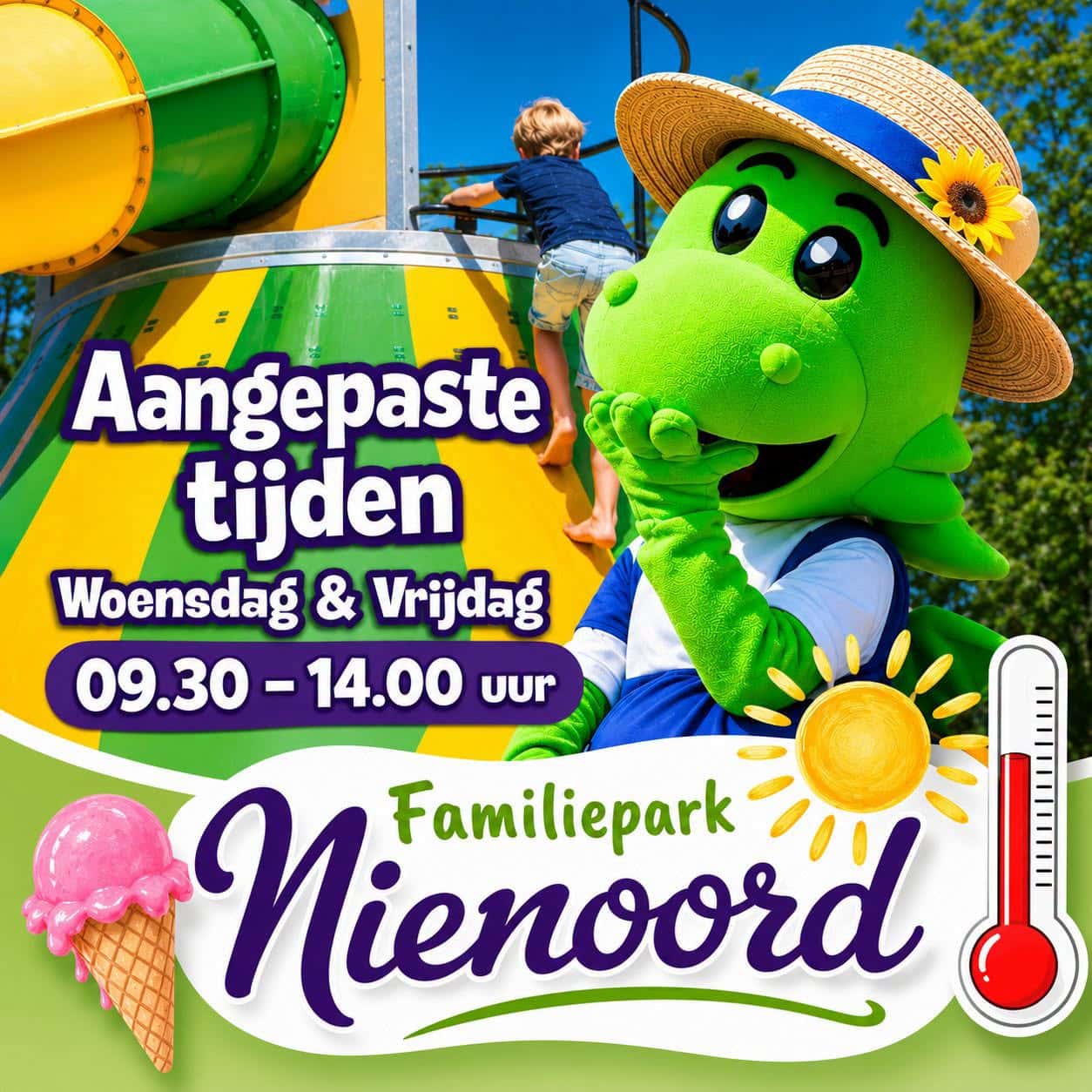 Familiepark Nienoord past openingstijden aan op warme dagen