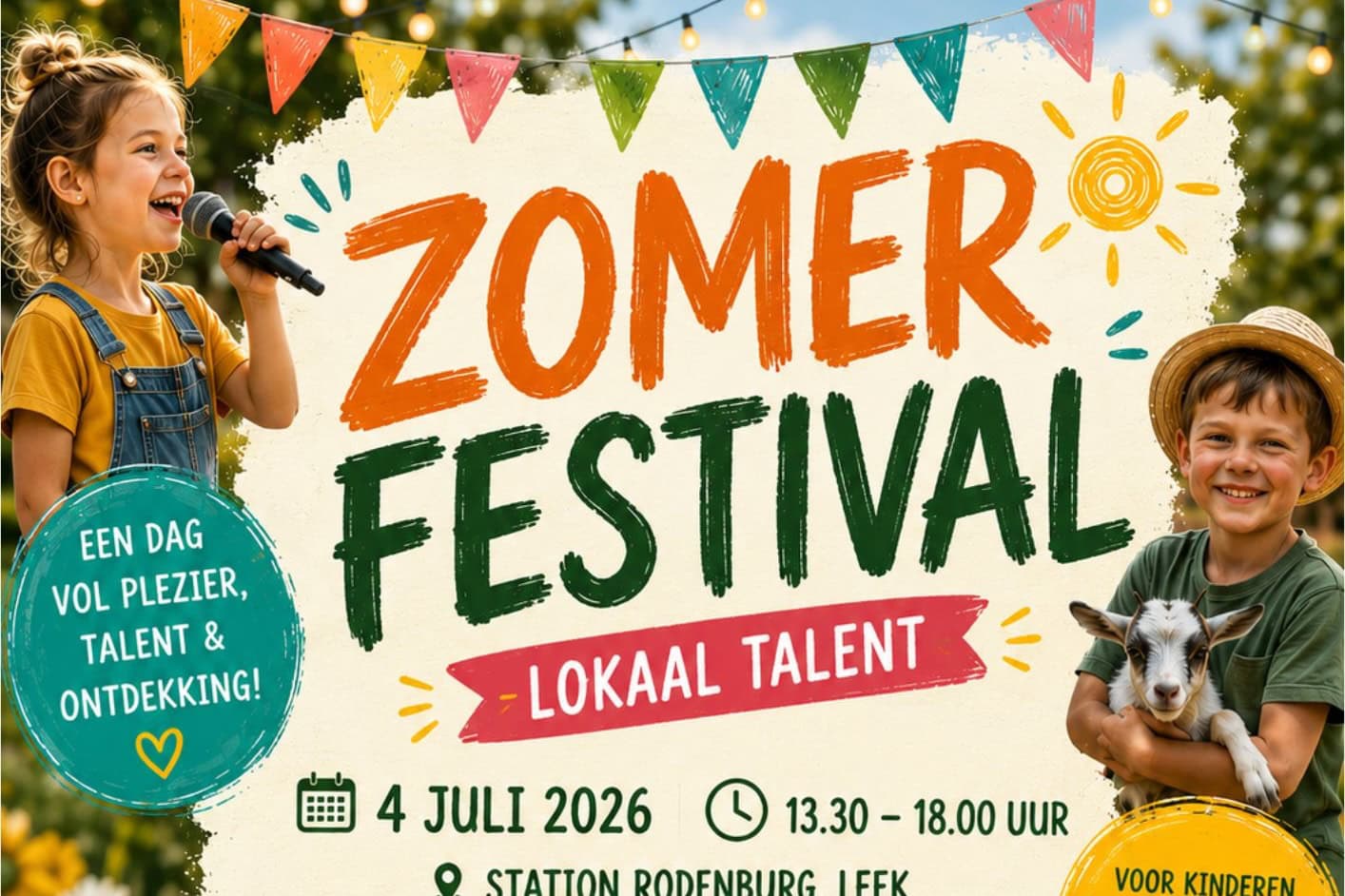 Zomerfestival Leek verwelkomt kinderen van 2 tot 12 jaar op 4 juli