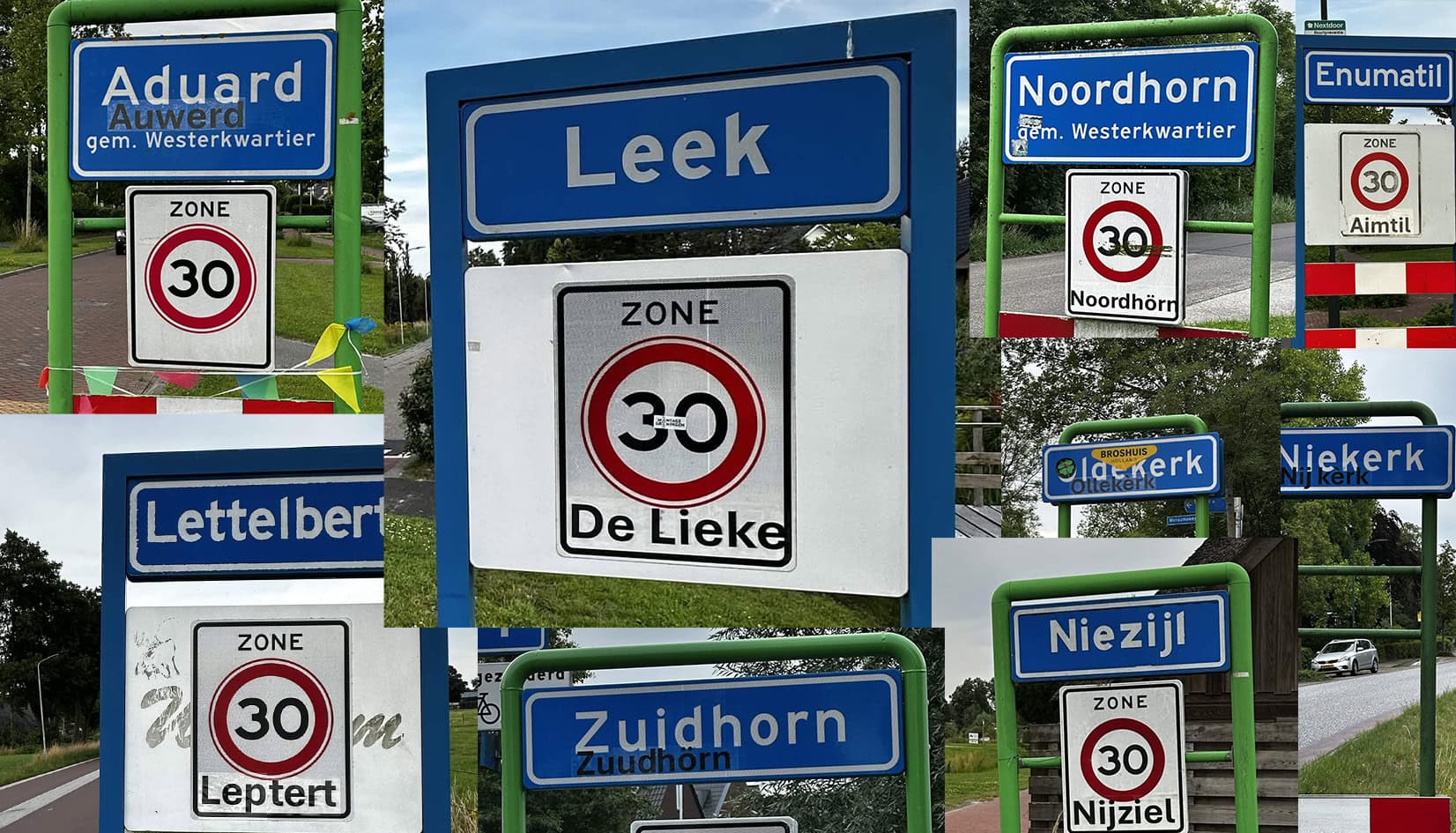 Actiegroep Jonge Sassen plakt Nedersaksische plaatsnamen op komborden in Westerkwartier