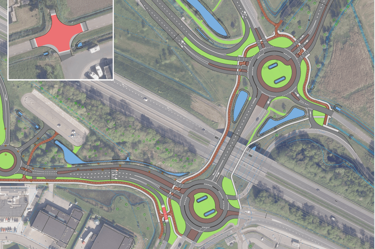 Schetsontwerp toekomstplannen rotondes N372 en afrit A7 Leek bekendgemaakt, reageren kan tot 1 septe
