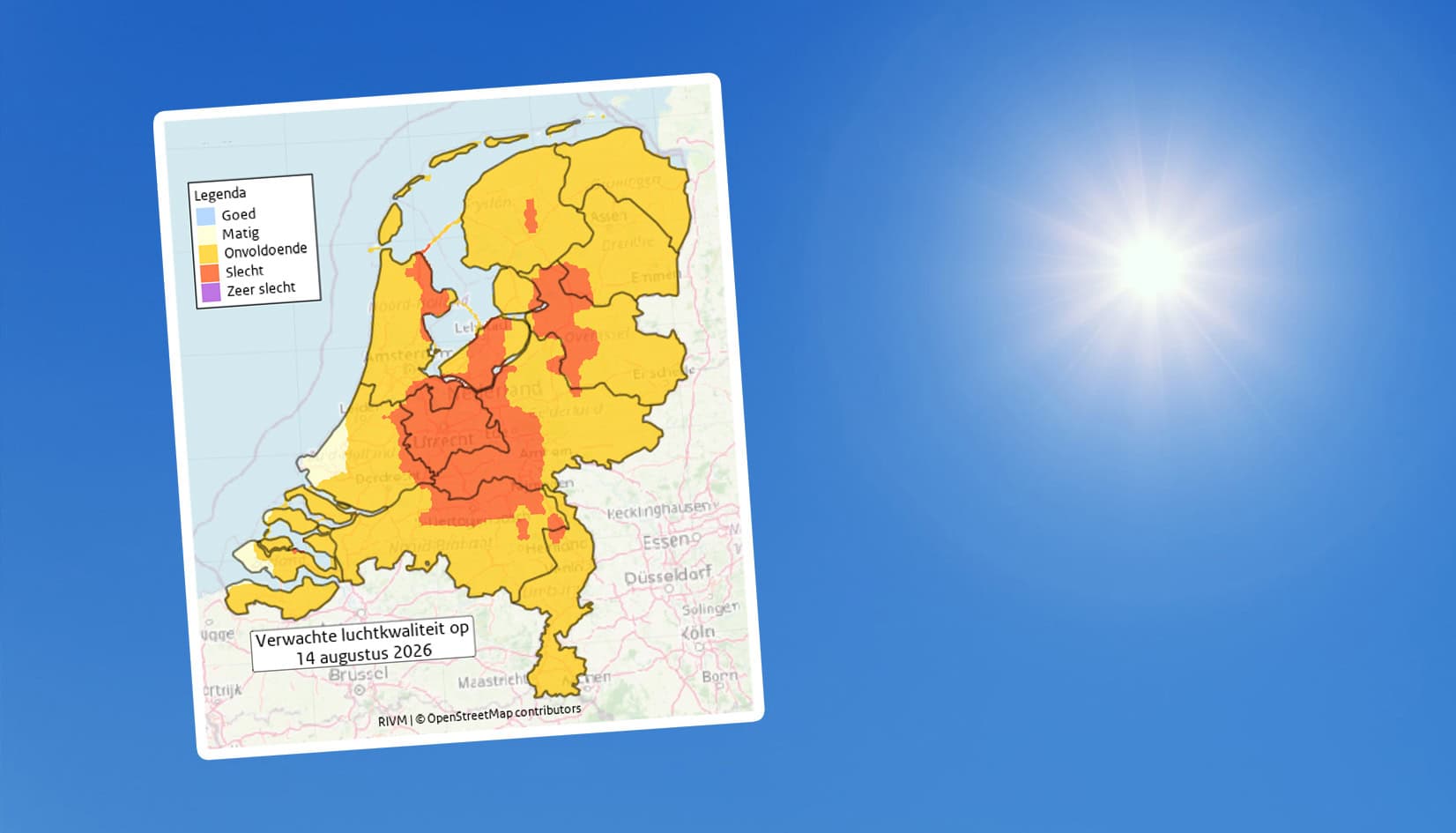 RIVM waarschuwt voor slechte luchtkwaliteit door smog vrijdagmiddag en avond